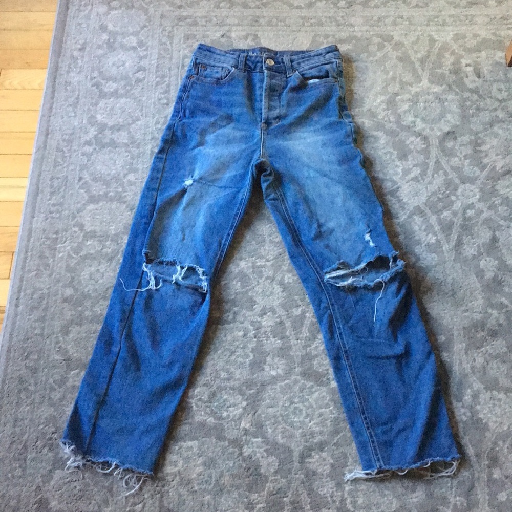 Vanilla Star Real Cheeky Distressed Jeans NWOT, button fly 28/7